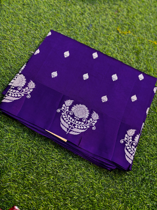 Purple Pure Raw Mango Banarasi Handloom Sari