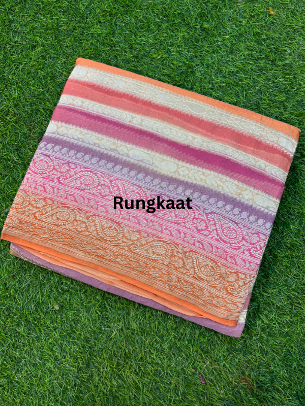 Pink Pure Khaddi Georgette Banarasi Handloom Saree