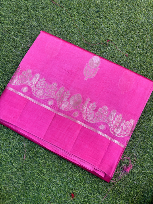 Pink Pure Raw Mango Banarasi Handloom Saree