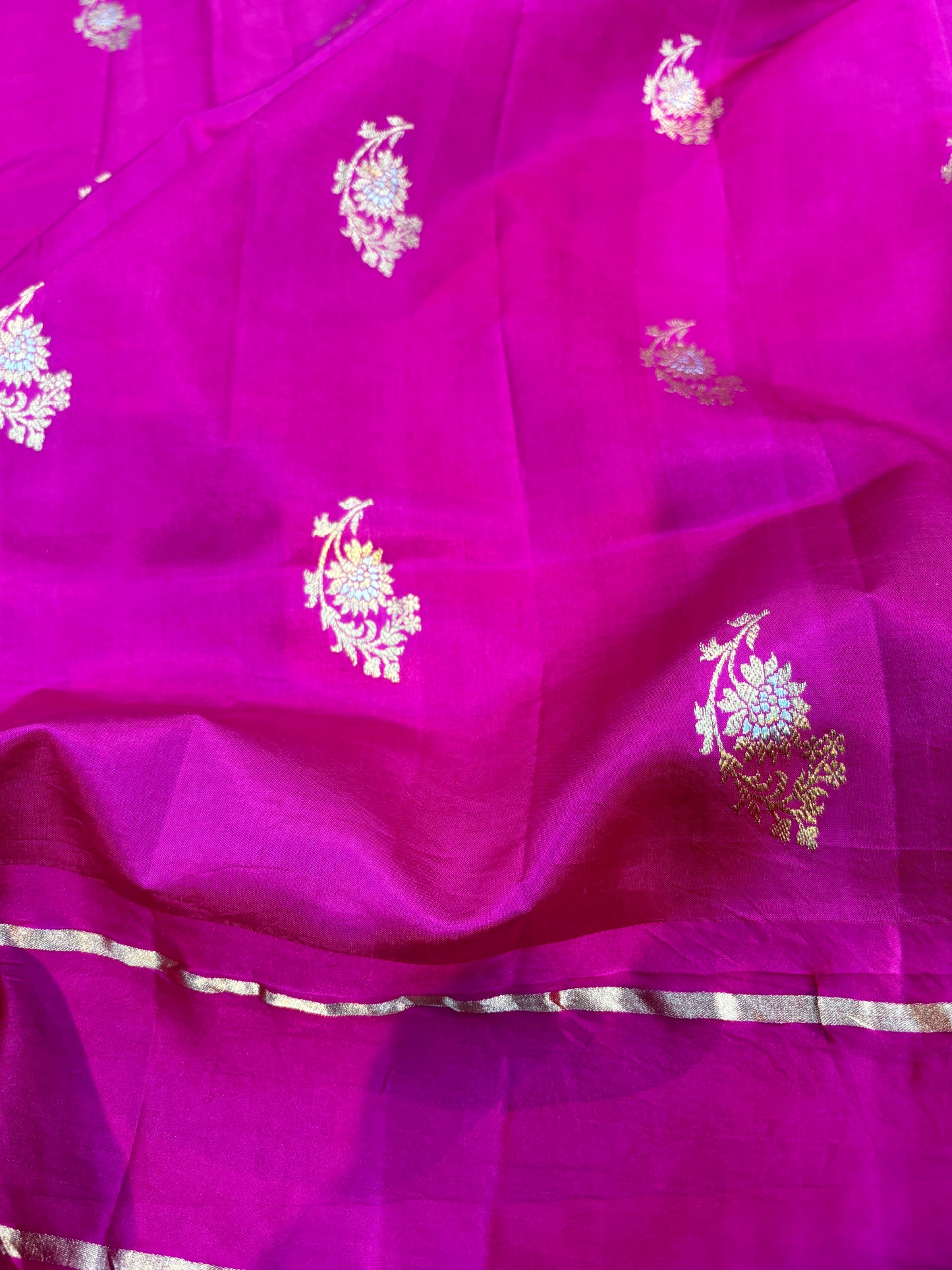 Rani Pink Pure Katan Banarasi Handloom Saree