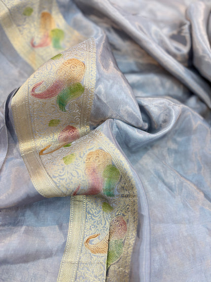 Light Pestal Gray Disigner banarasi Saree