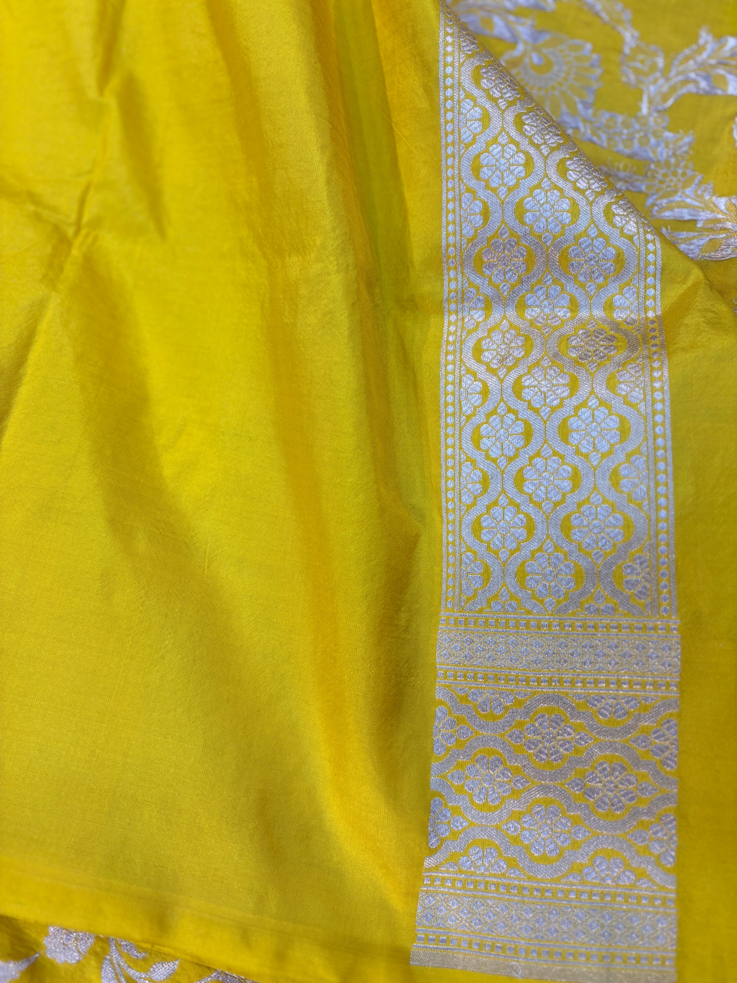 Yellow Pure Katan Jangla Banarasi Handloom Saree