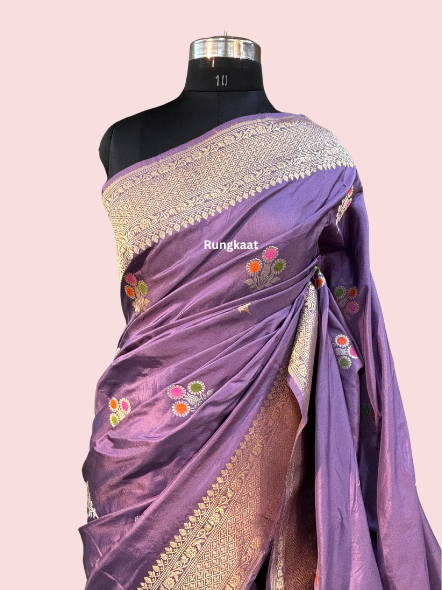 Pure Katan Belbooti Banarasi Handloom Saree