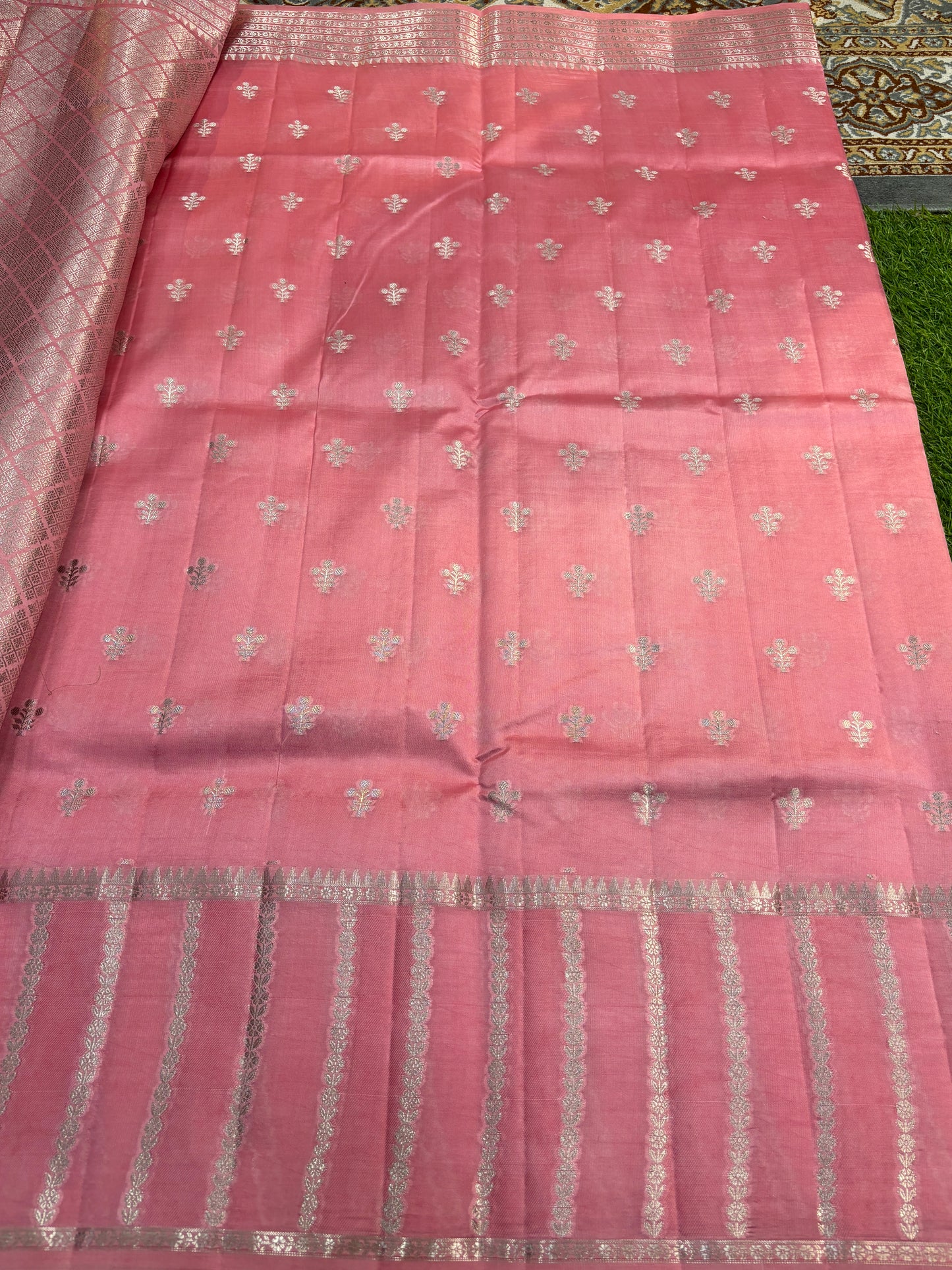 Pinkish Peach Pure Raw Mango Banarasi Handloom Saree