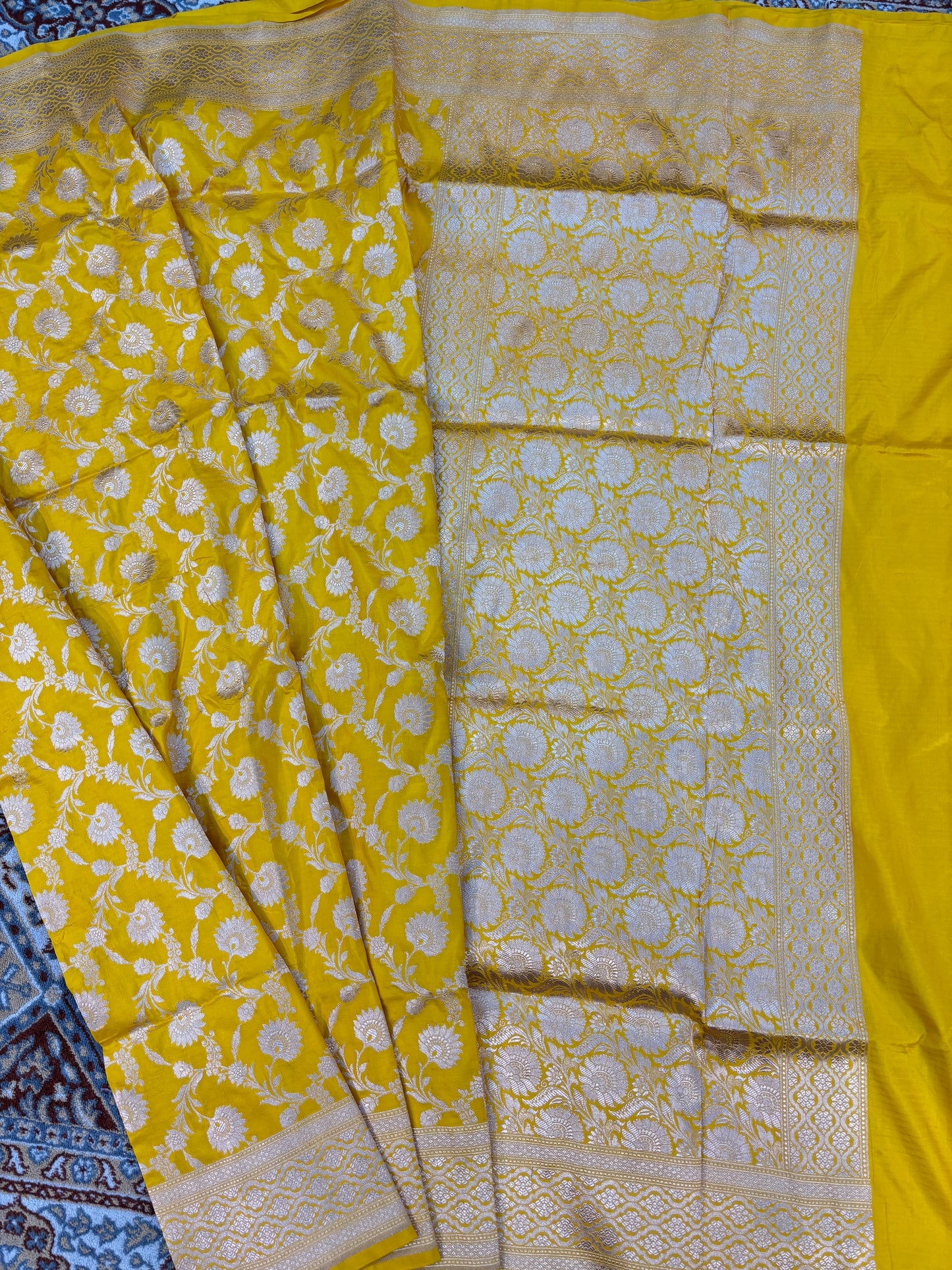 Yellow Pure Katan Jangla Banarasi Handloom Saree