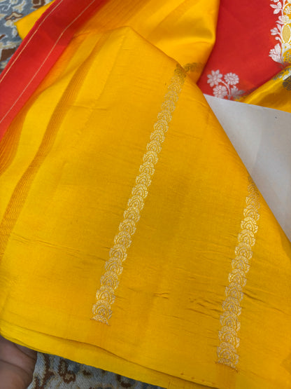 Pure Raw Mango Rungkaat Banarasi Handloom Saree