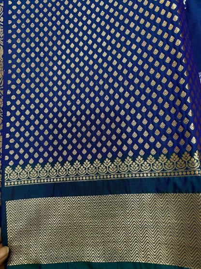 BlueSemi Raw Mango Banarasi Saree 