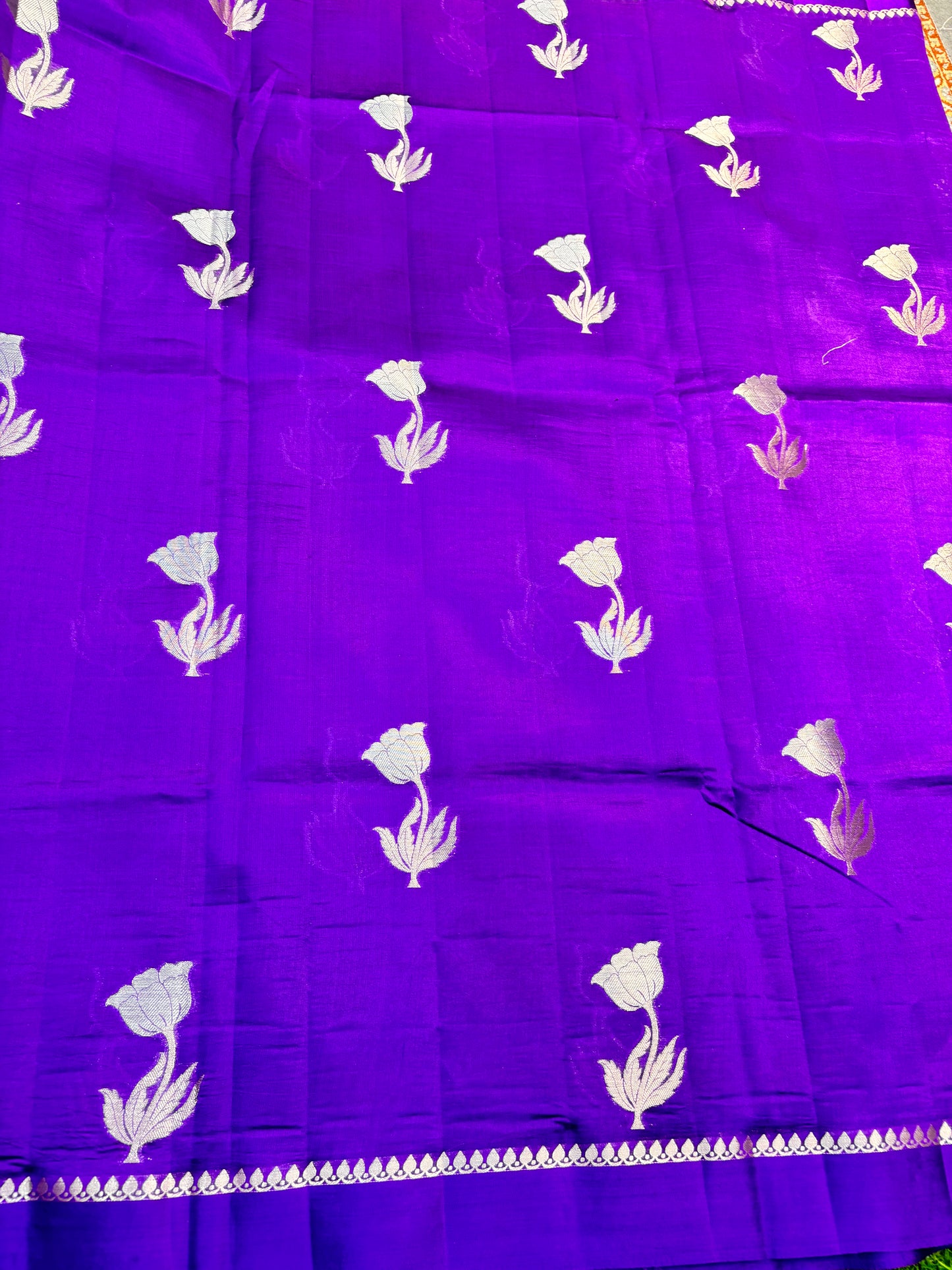 Purple Pure Raw Mango Banarasi Handloom Saree