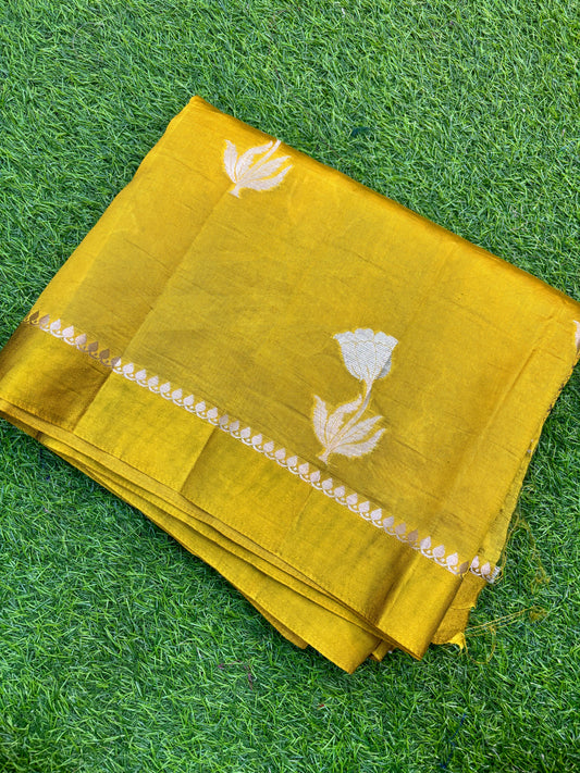 Mustard Yellow Raw Mango Banarasi Handloom Saree