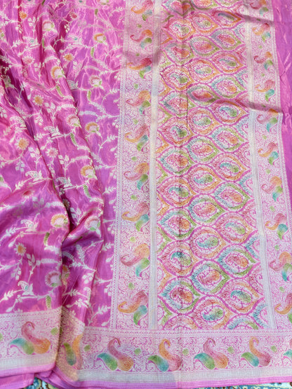 Onion Pink Designer Banarasi Sari