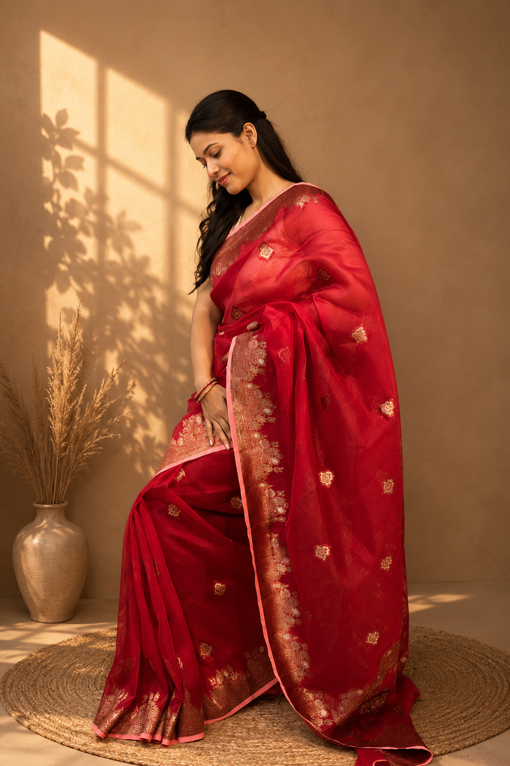 Red Pure Kora Designer Kadhuwa Banarasi Handloom Saree 
