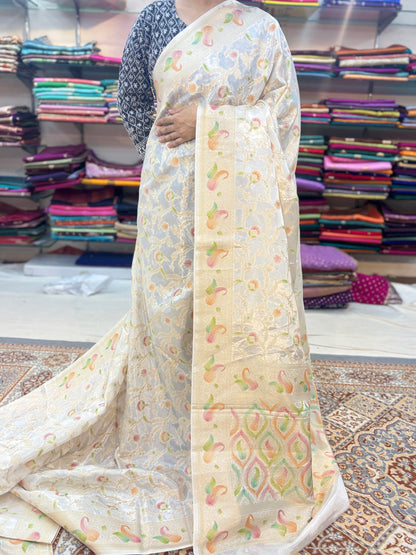White Disginer Banarasi saree