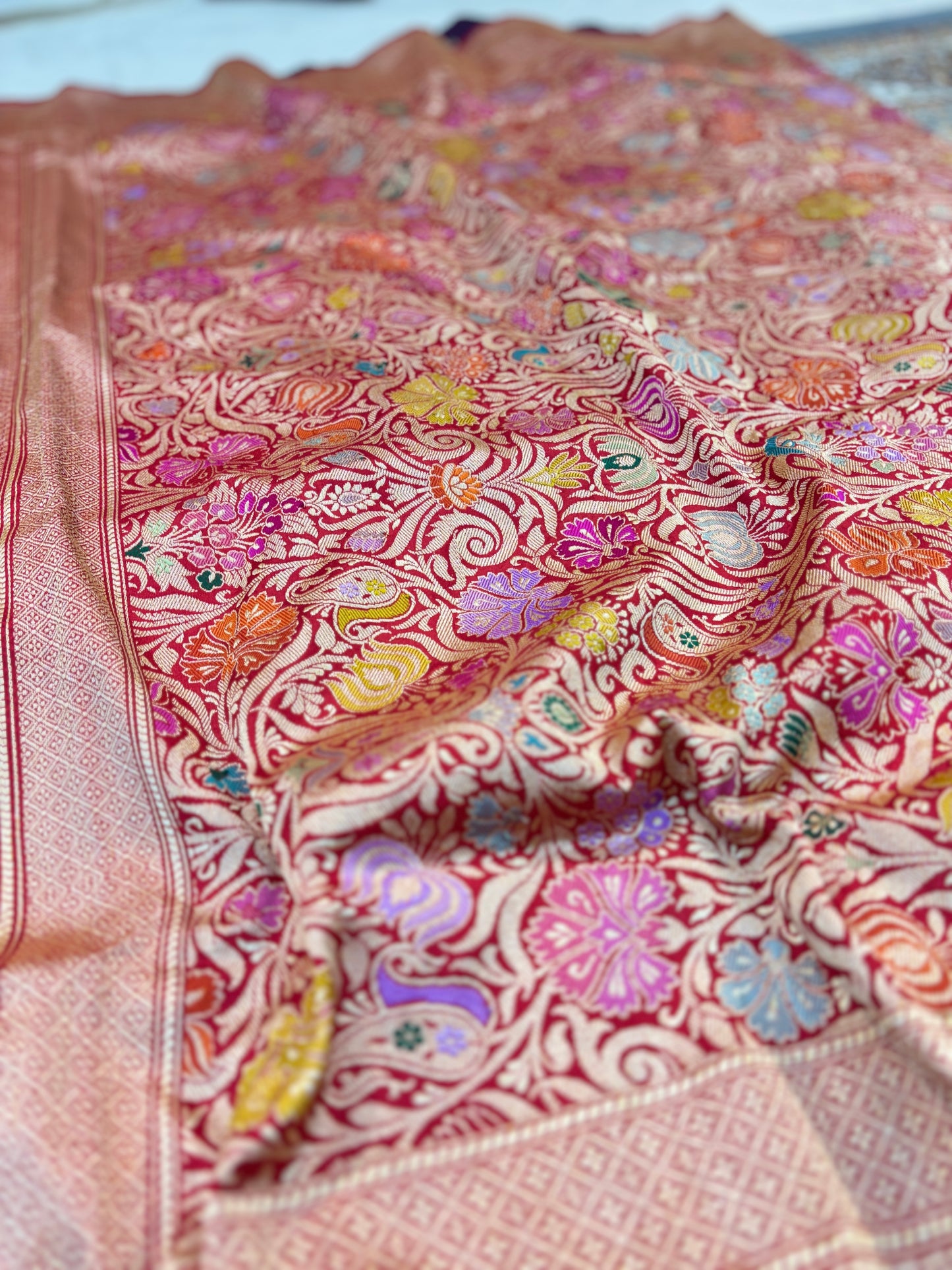 Magenta Pink Handwoven Pure Banarasi Brocade Saree