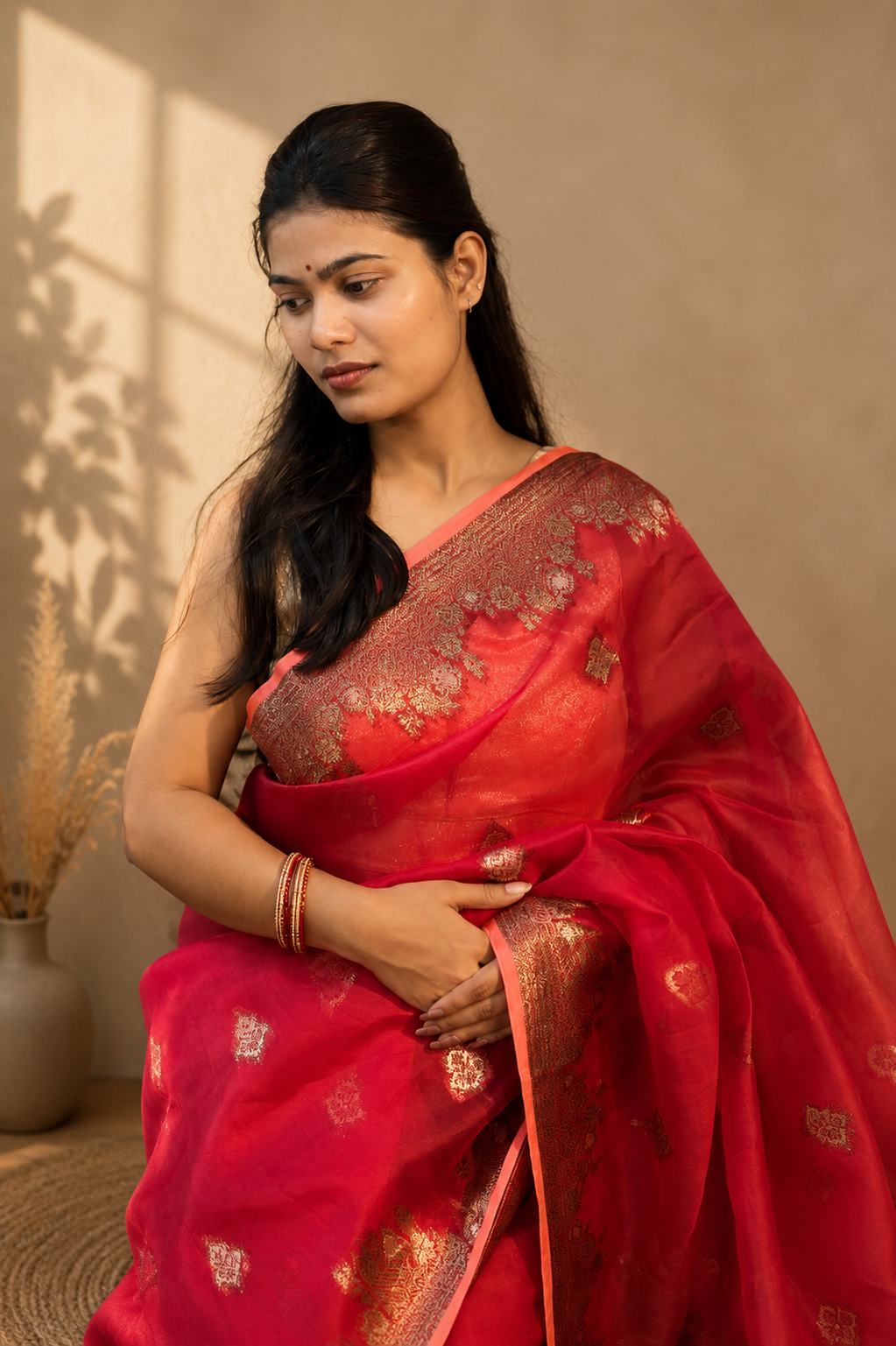 Red Pure Kora Designer Kadhuwa Banarasi Handloom Saree 