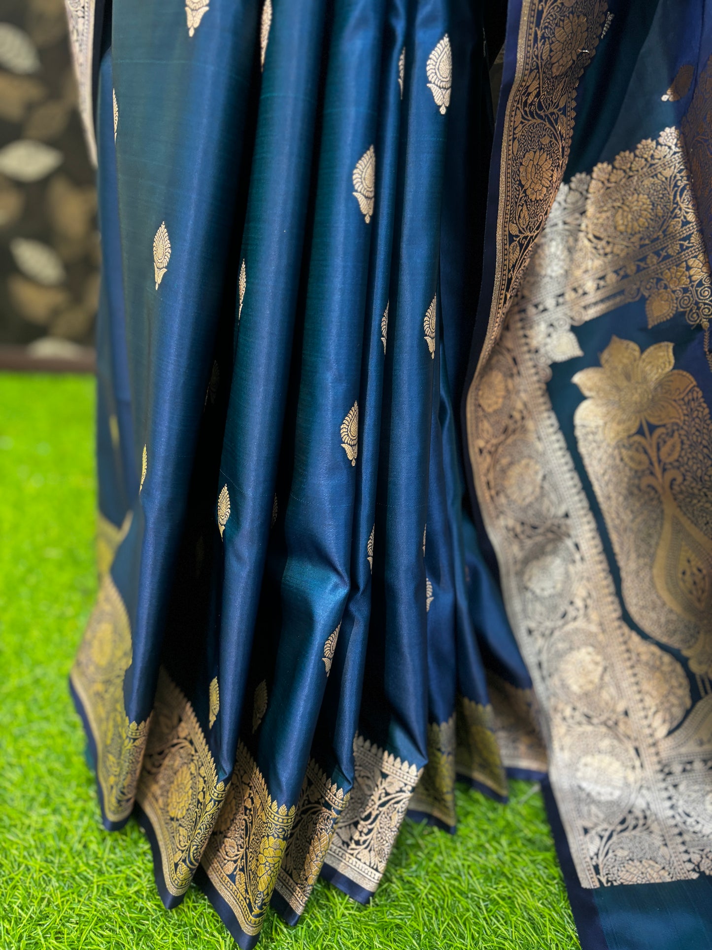 Blue Semi Mashru Desiner Banarasi Saree