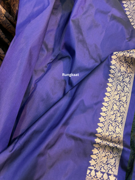 Purple Pure katan Kadhiyal Banarasi Handloom Saree