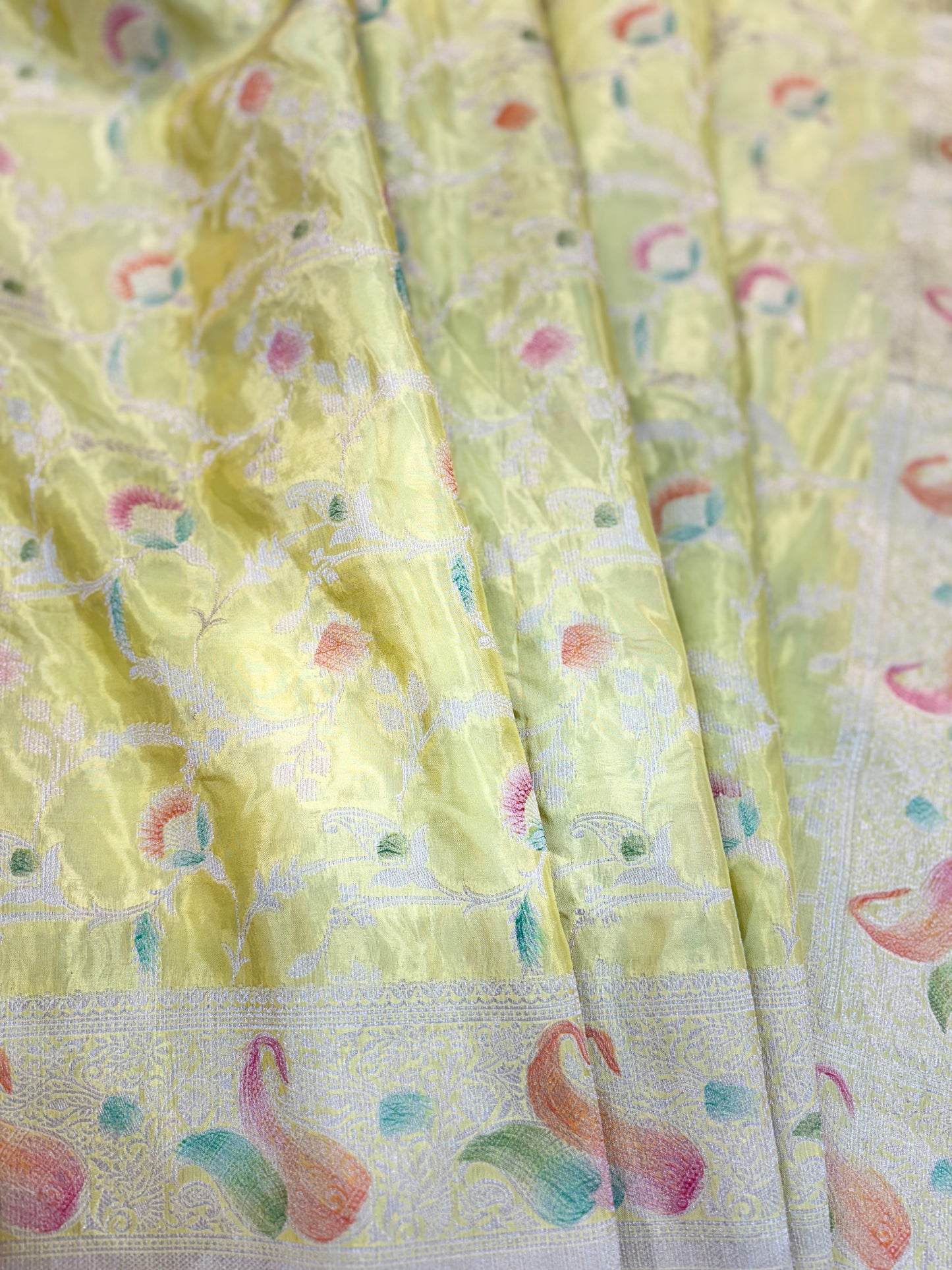 Lemon Yellow Banarasi Handloom Saree