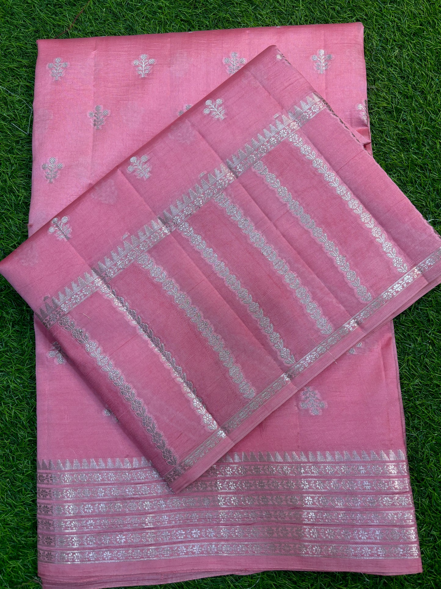 Pinkish Peach Pure Raw Mango Banarasi Handloom Saree