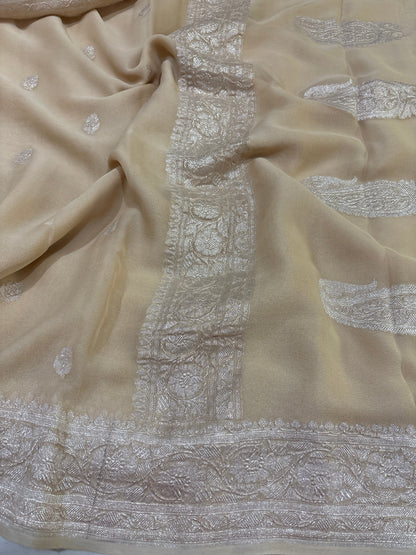 Pure Khaddi Chiffon Banarasi Handloom saree 