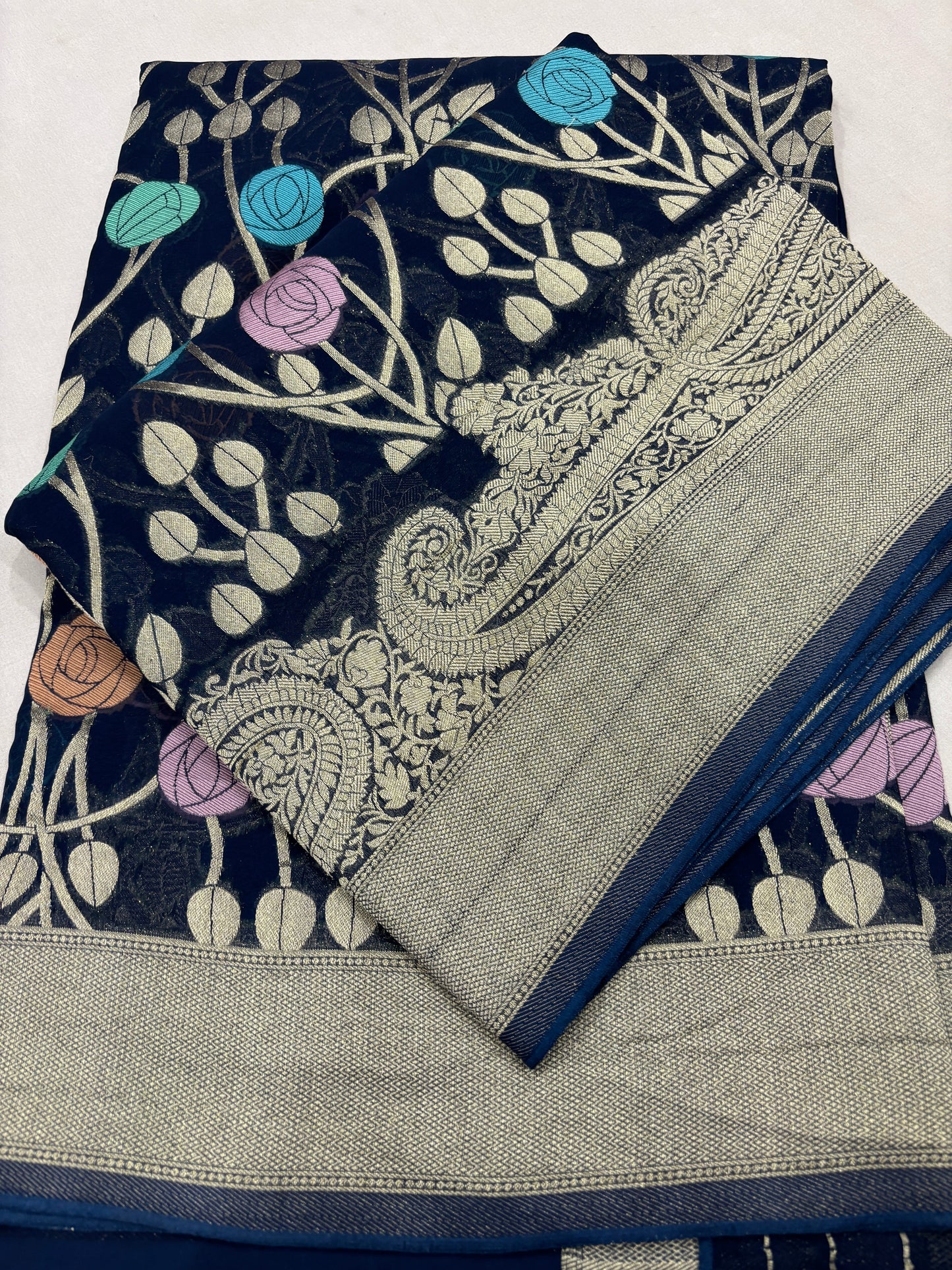 Semi Khaddi Georgette Banaras Sari 