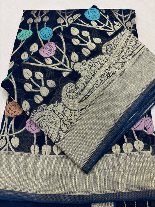 Semi Khaddi Georgette Banaras Sari 