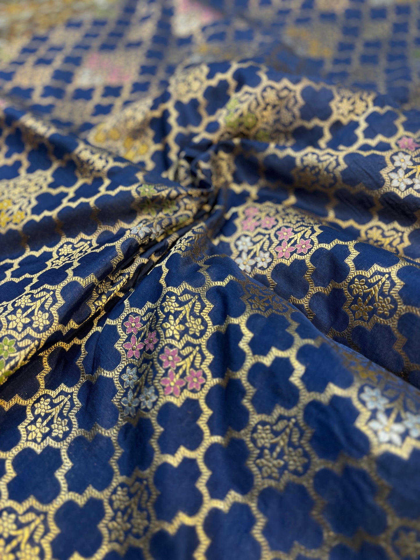 Blue Pure Katan Jangla Banarasi Handloom Saree