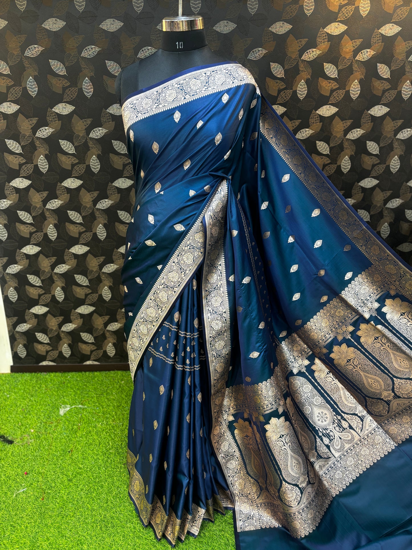 Blue Semi Mashru Desiner Banarasi Saree