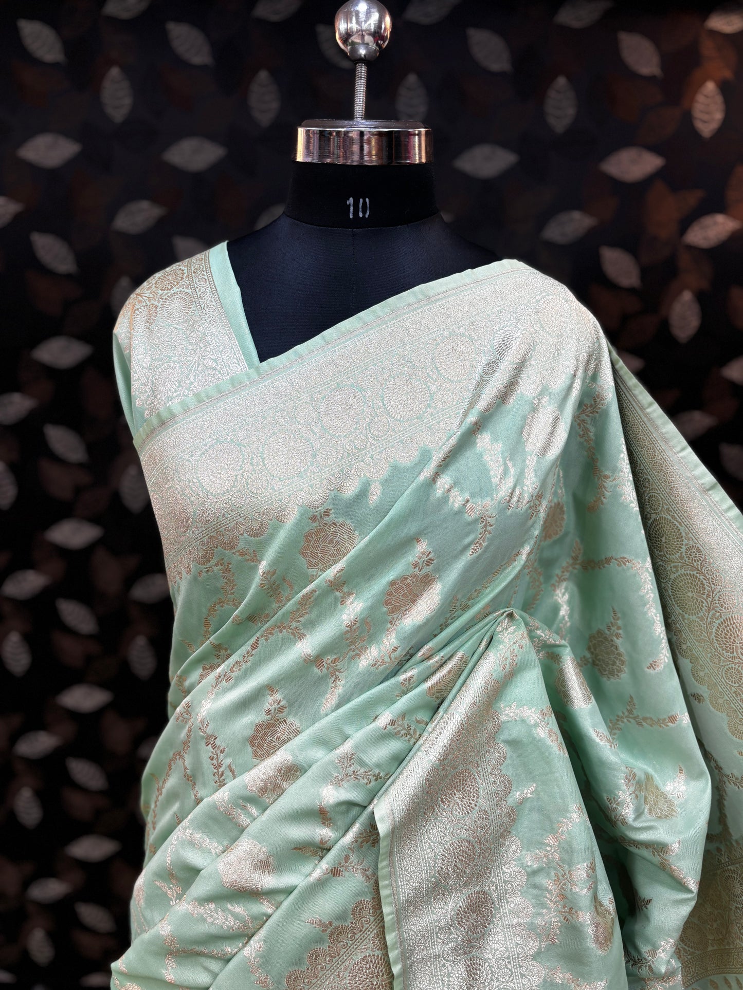 Pista Green Semi Silk Banarasi Saree