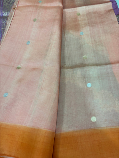 Pure Kora Rungkaat Banarasi Handloom Saree 