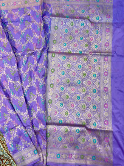 Lavender Pure Katan Meenakari Banarasi Handloom Saree