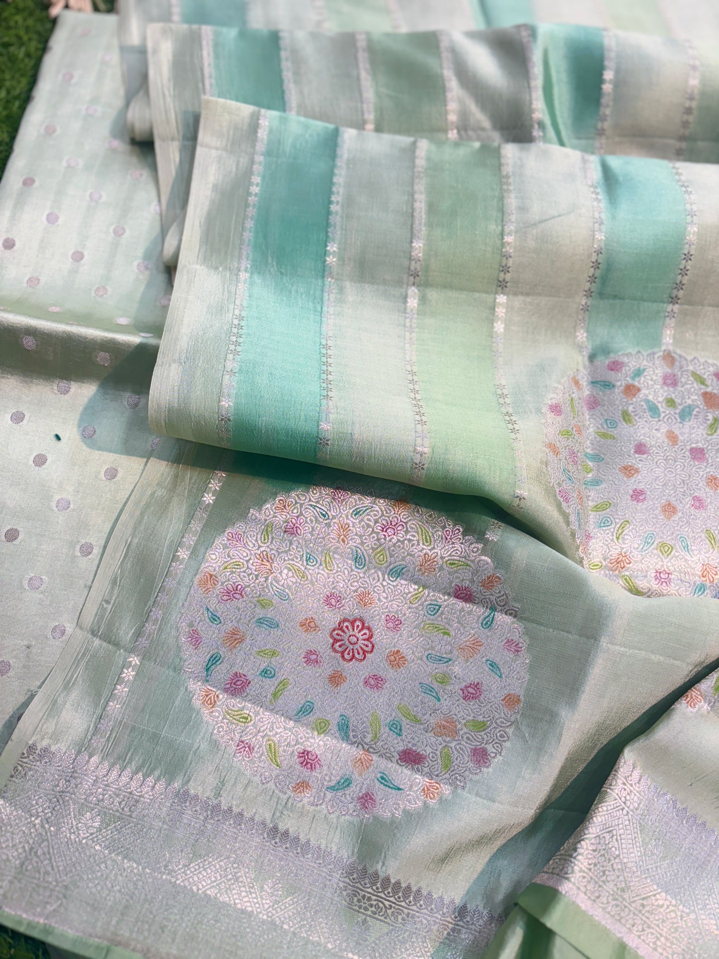 Pure Katan Raw Mango Kadhua Banarasi Dress Material Suits Set