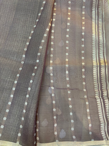 Pure Kora Rangkaat Banarasi Handloom Saree