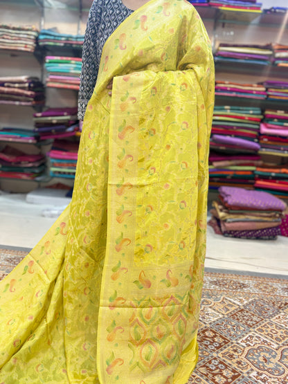 Lemon Yellow Banarasi Handloom Saree