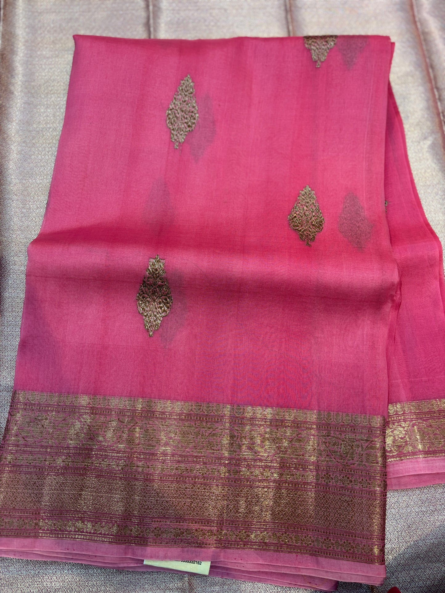 Pink Pure Kora Antique Zari Banaras Handloom Saree