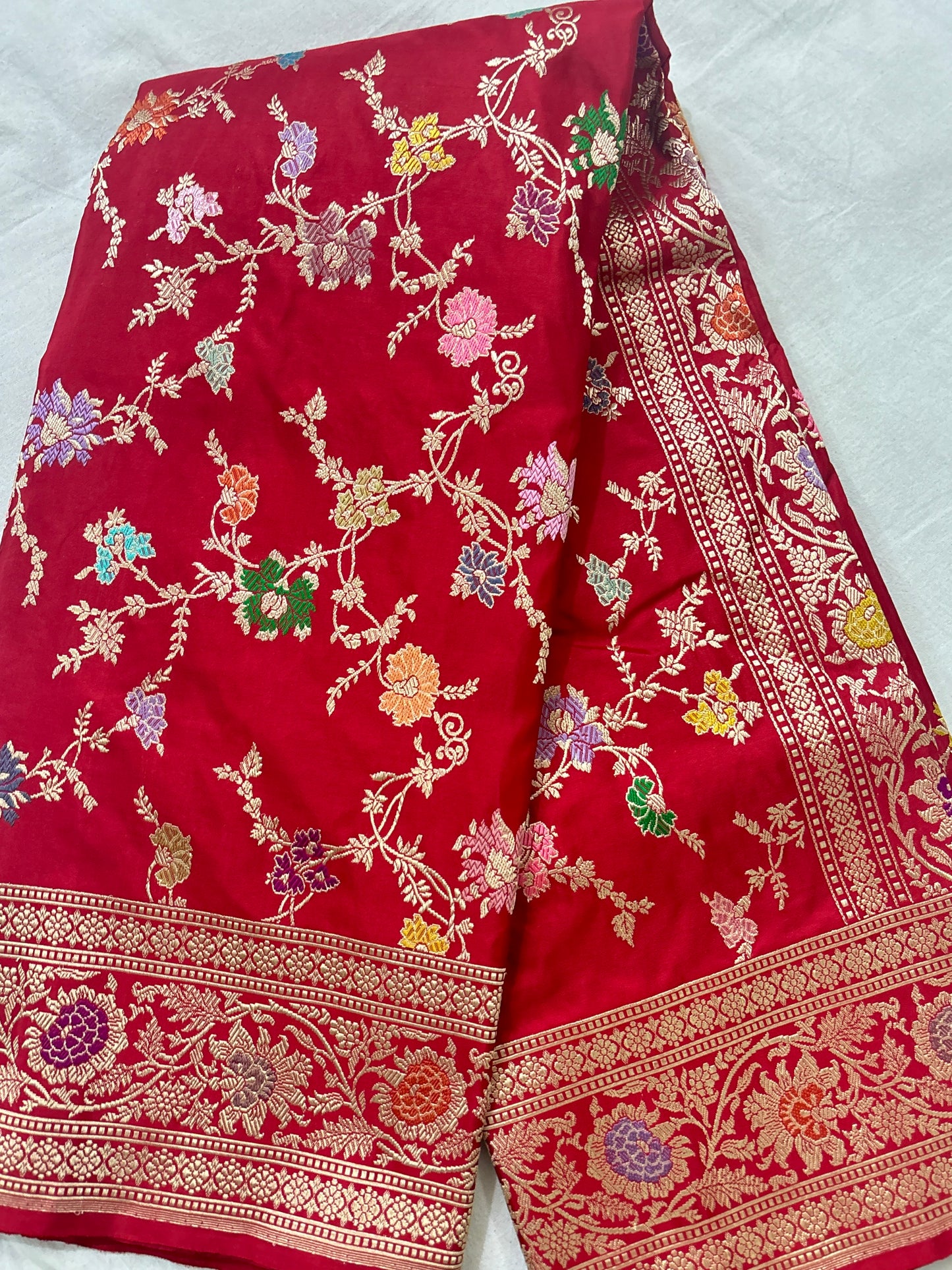 Red Pure Katan Kadhua Minakari Banarasi Handloom Saree