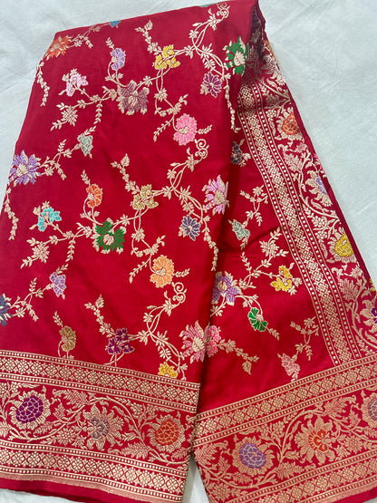 Red Pure Katan Kadhua Minakari Banarasi Handloom Saree