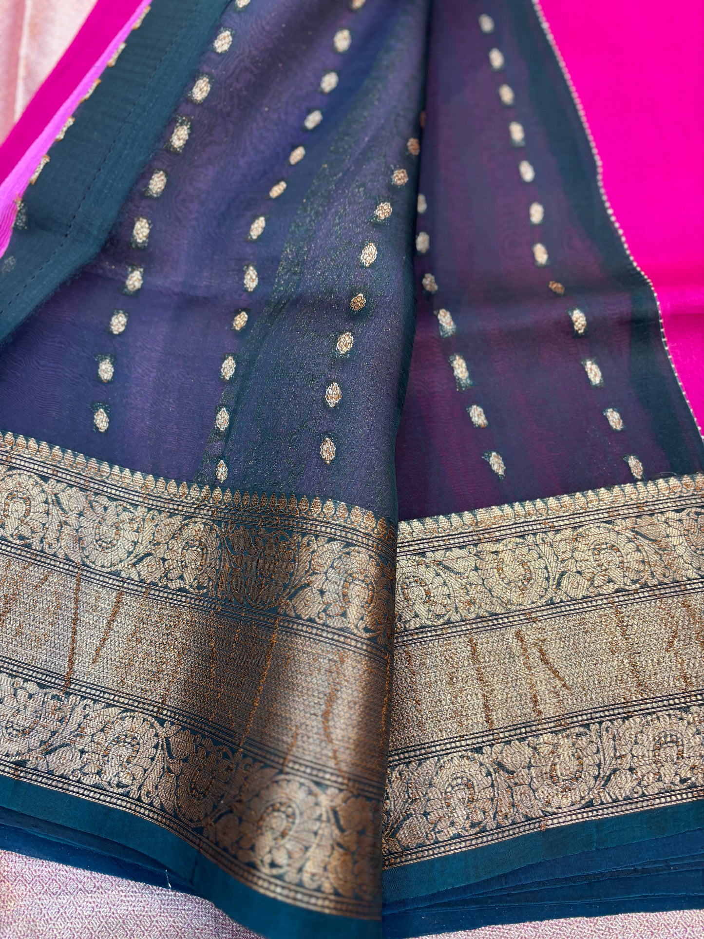 Pink Pure Kora Antique Zari Banarasi Handloom Saree
