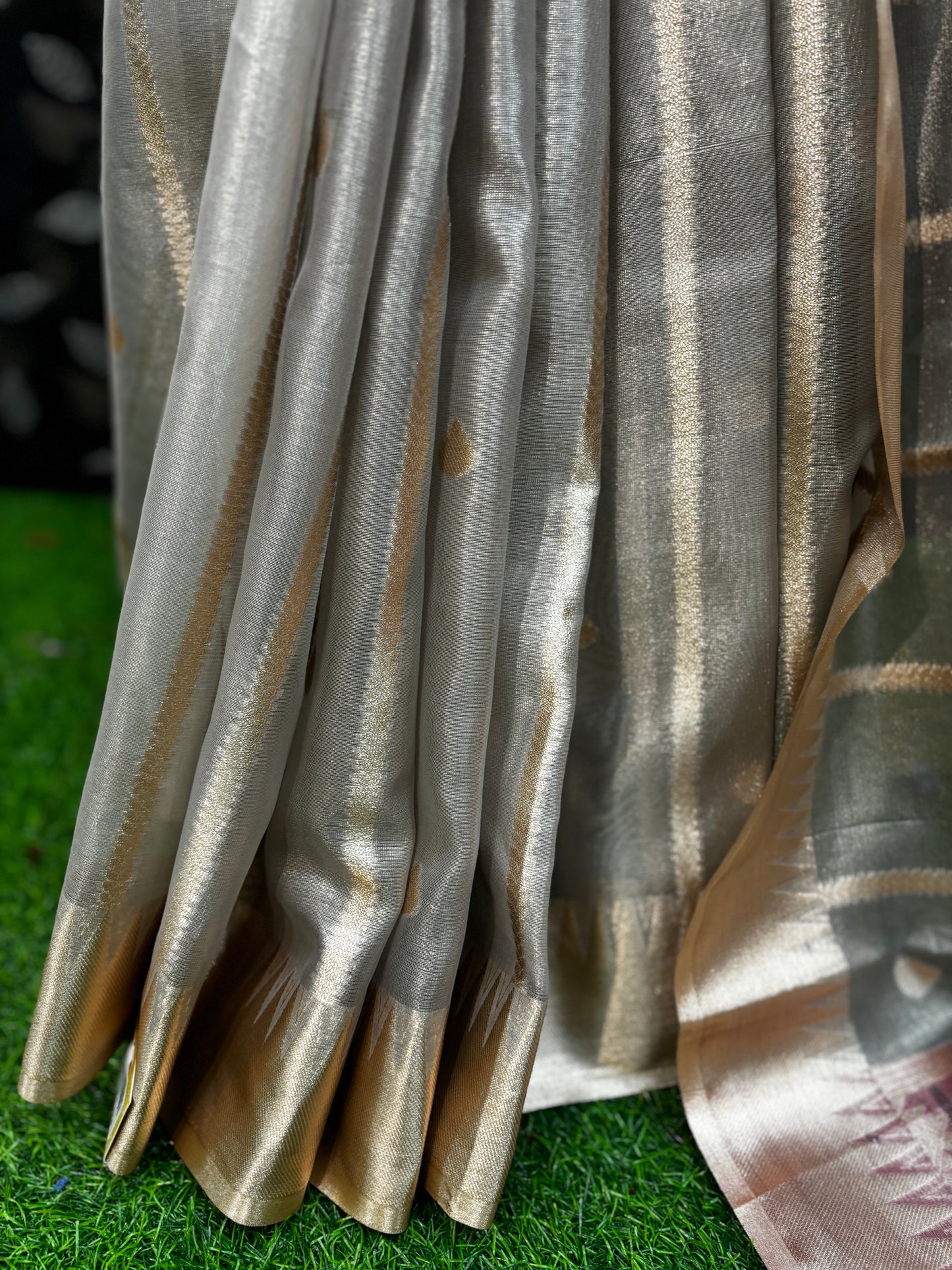 Gray with light Pink Tissue Banarasi Saree