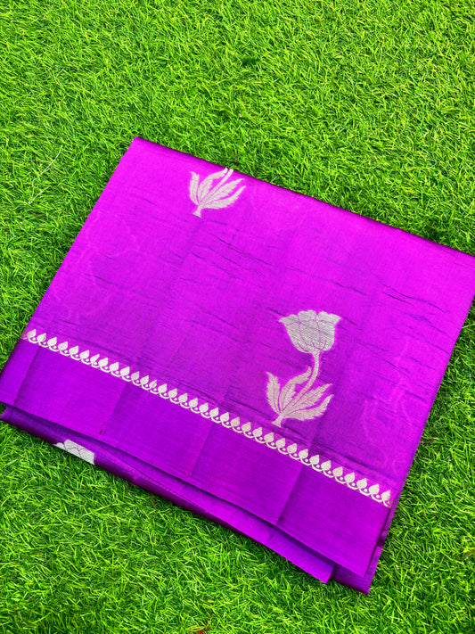 Light Rani Pink Pure Raw Mango Banana Handloom Saree