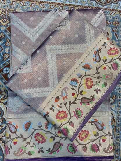 Trending Premium Pure Tissue Kota Paithini Banarasi Handloom Saree