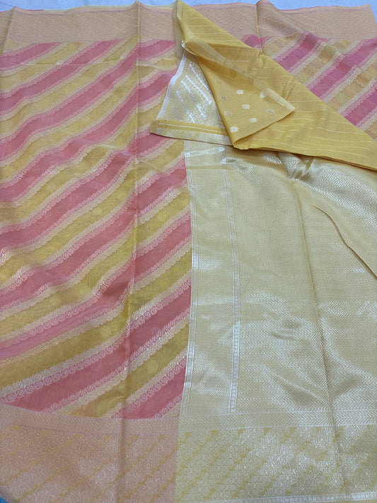 Yellow Cotton Rangkaat Banarasi Saree - Rungkaat