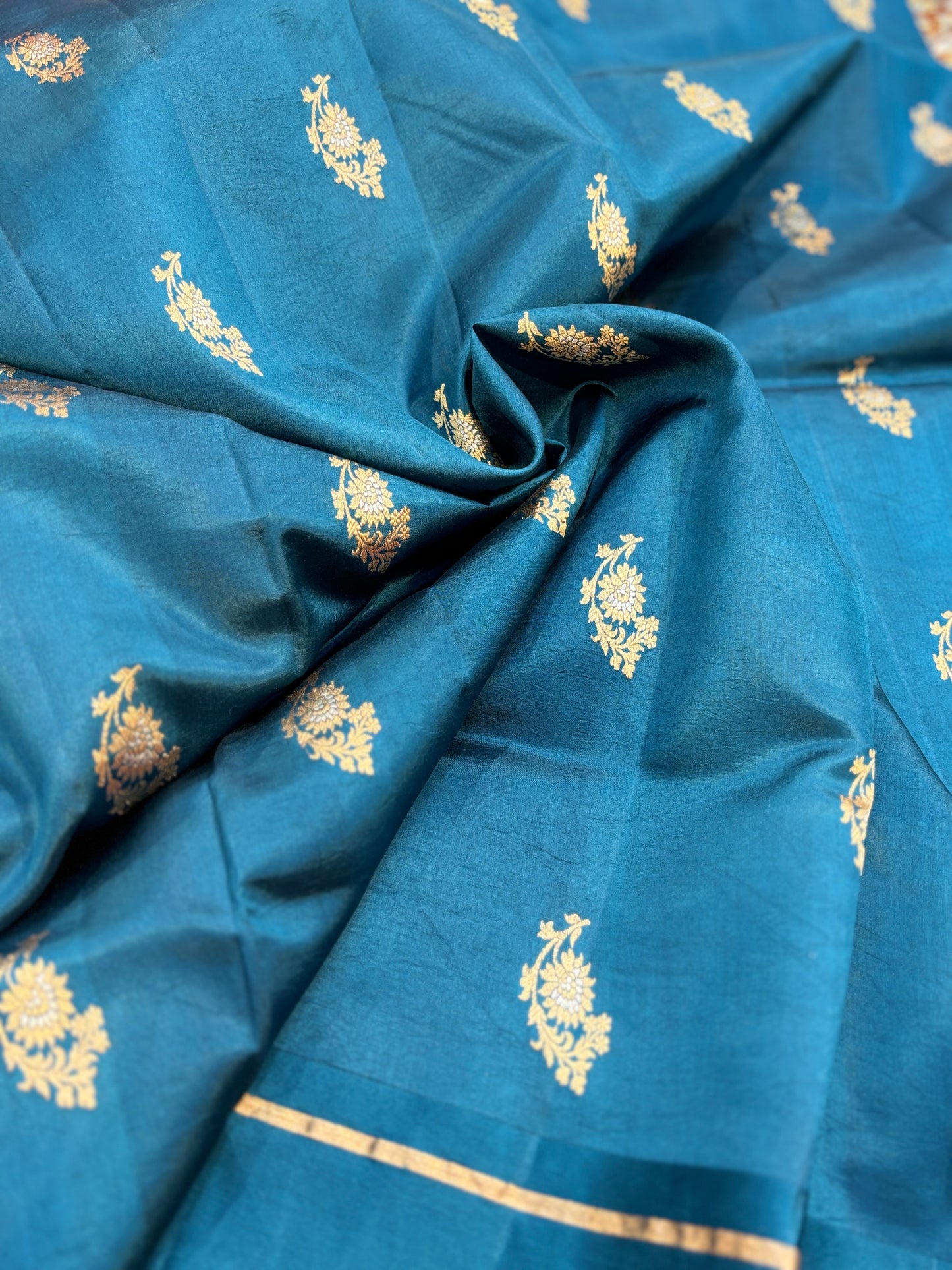 Dark Blue Sky Pure Banarasi Handloom Saree