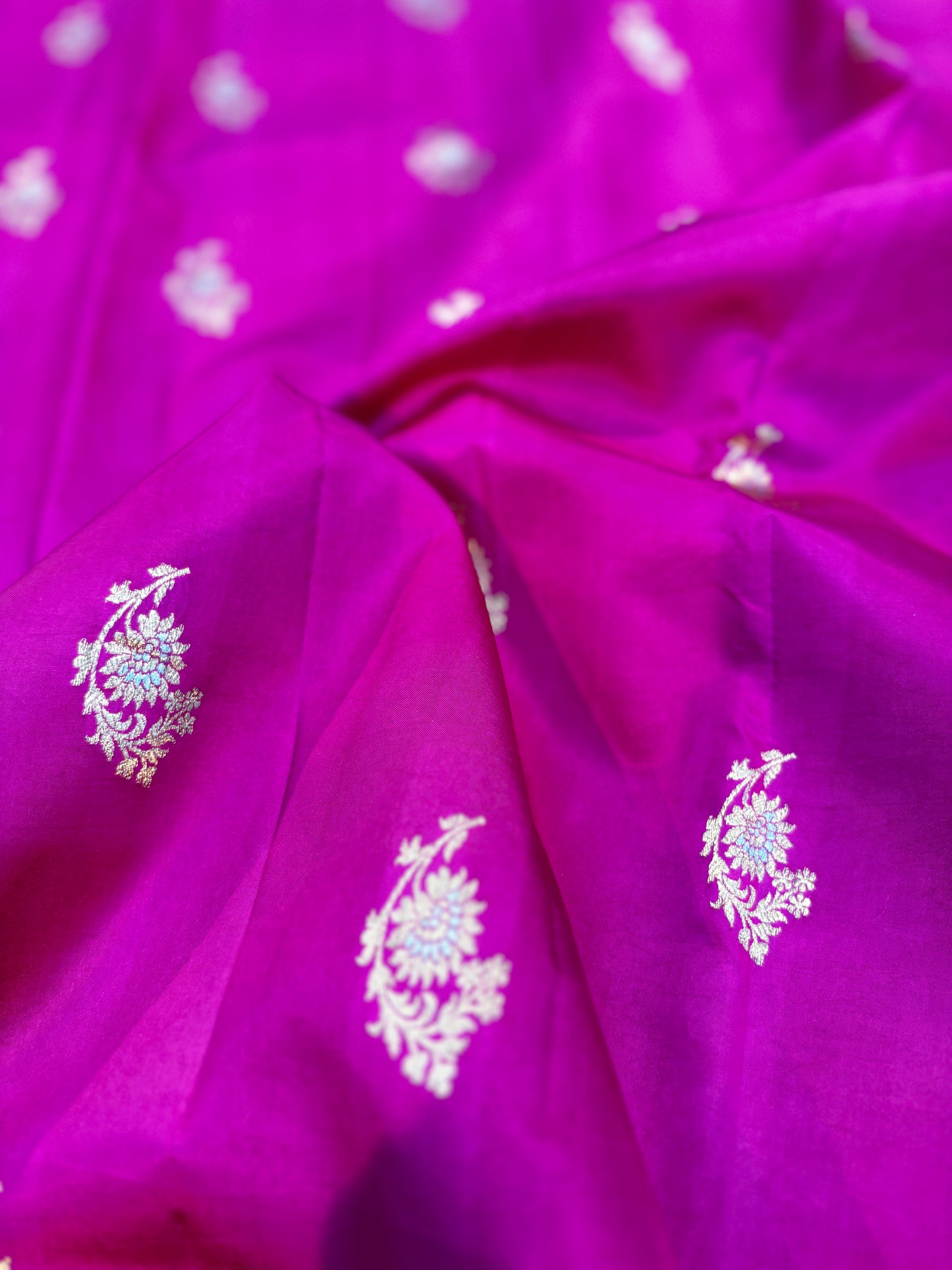 Rani Pink Pure Katan Banarasi Handloom Saree