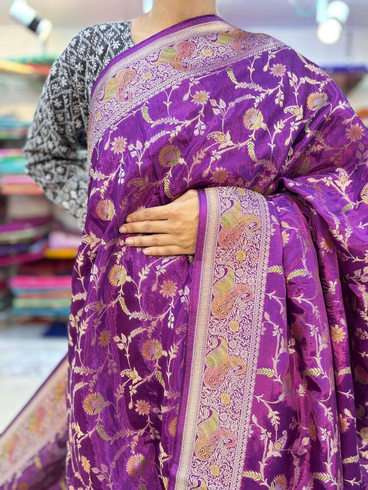 Purple Designer Banarasi Handloom Saree