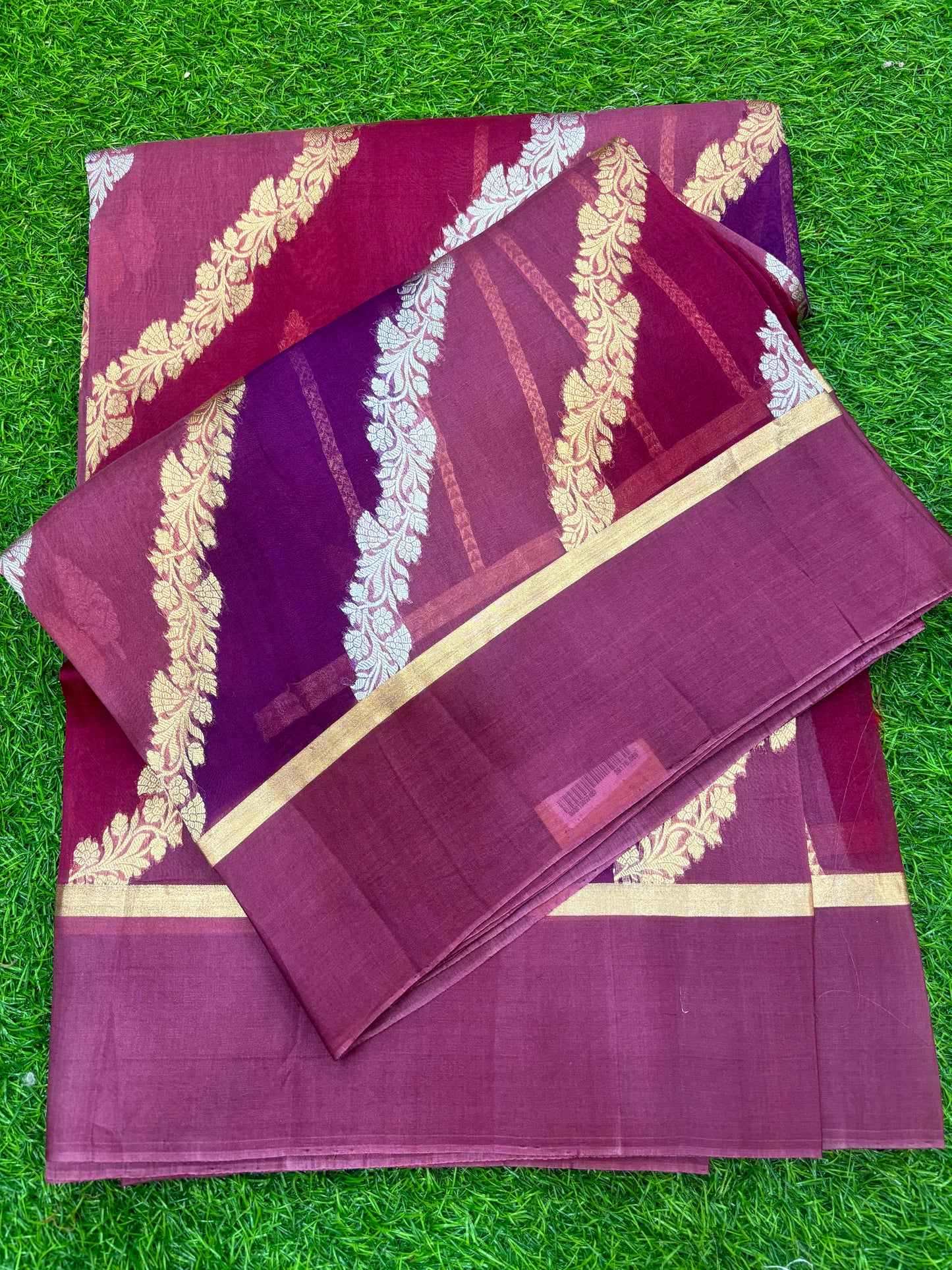 Dark Onion Pink Kora Katan Rungkaat Banarasi Handloom Saree