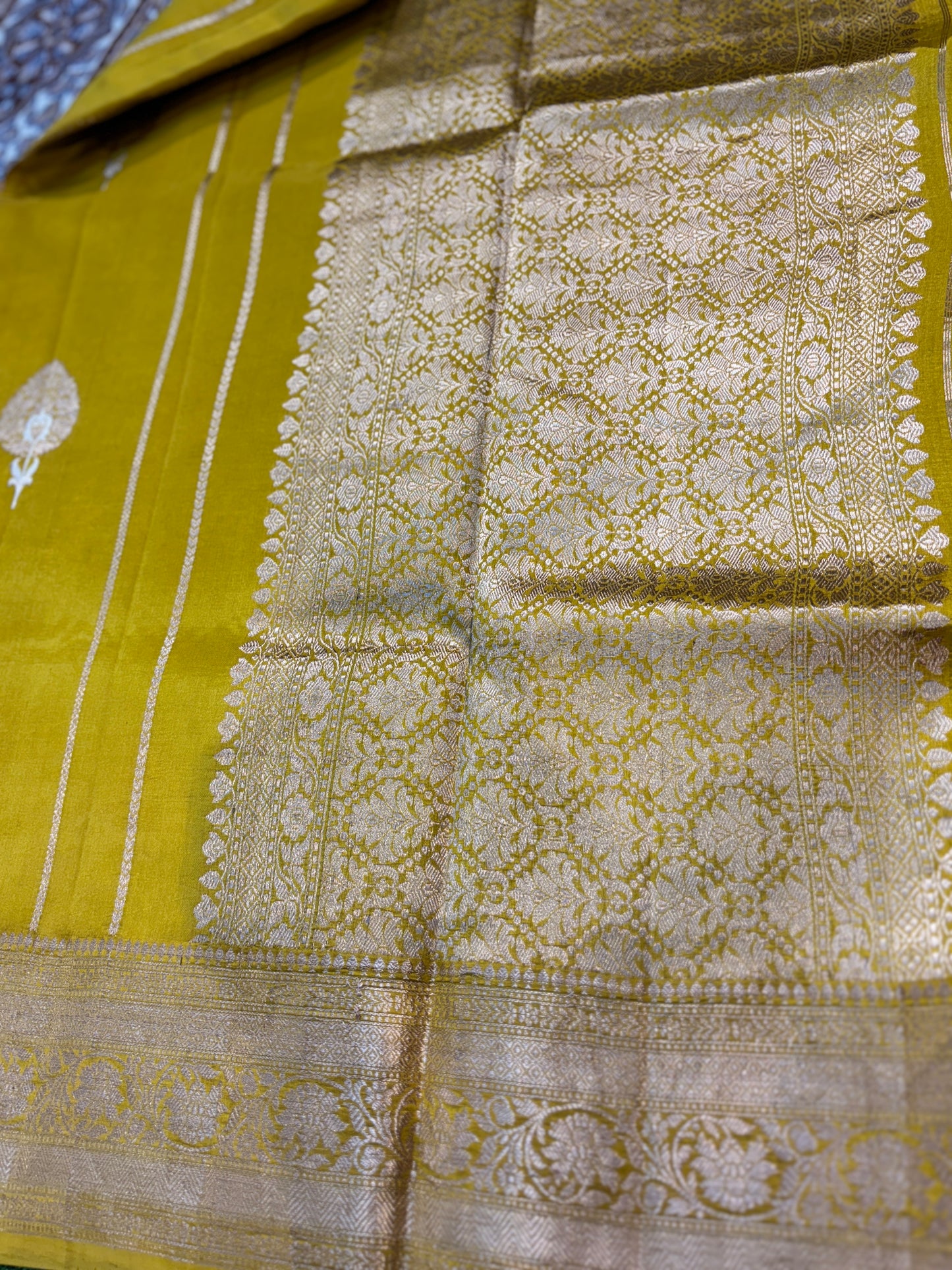 Mustard Yellow Pure Banarasi Saree