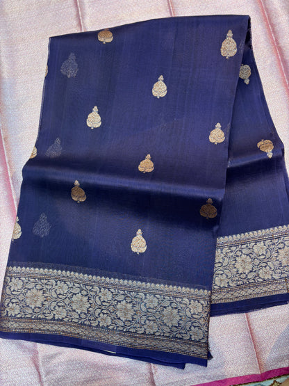 Pure Kora Antique Zari Banarasi Handloom Saree