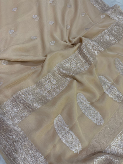 Pure Khaddi Chiffon Banarasi Handloom saree 