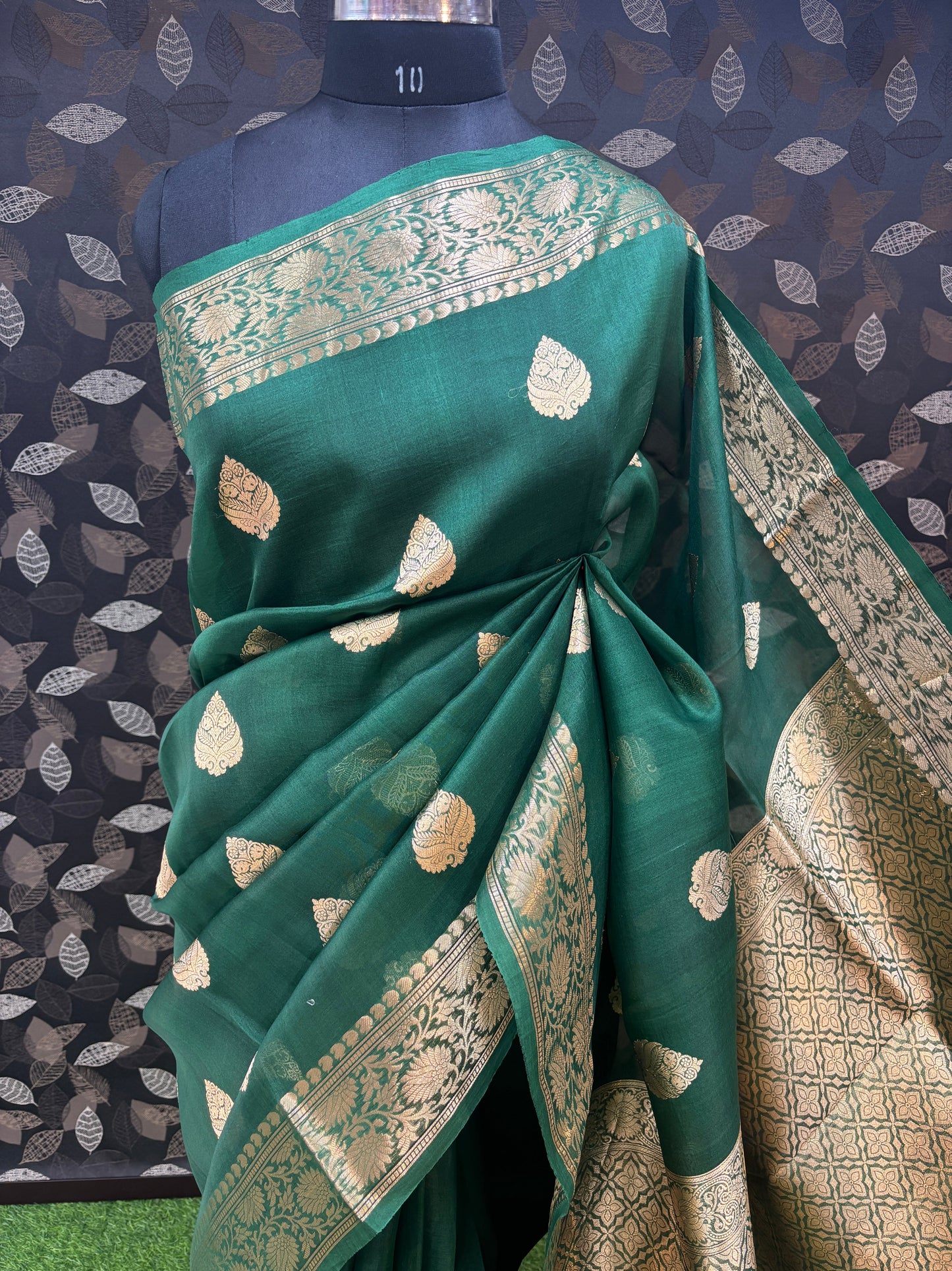 Rama Green Pure Kora Designer kadhua Banarasi 