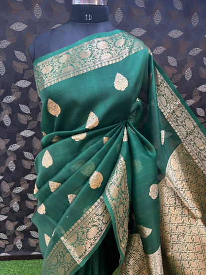 Rama Green Pure Kora Designer kadhua Banarasi 